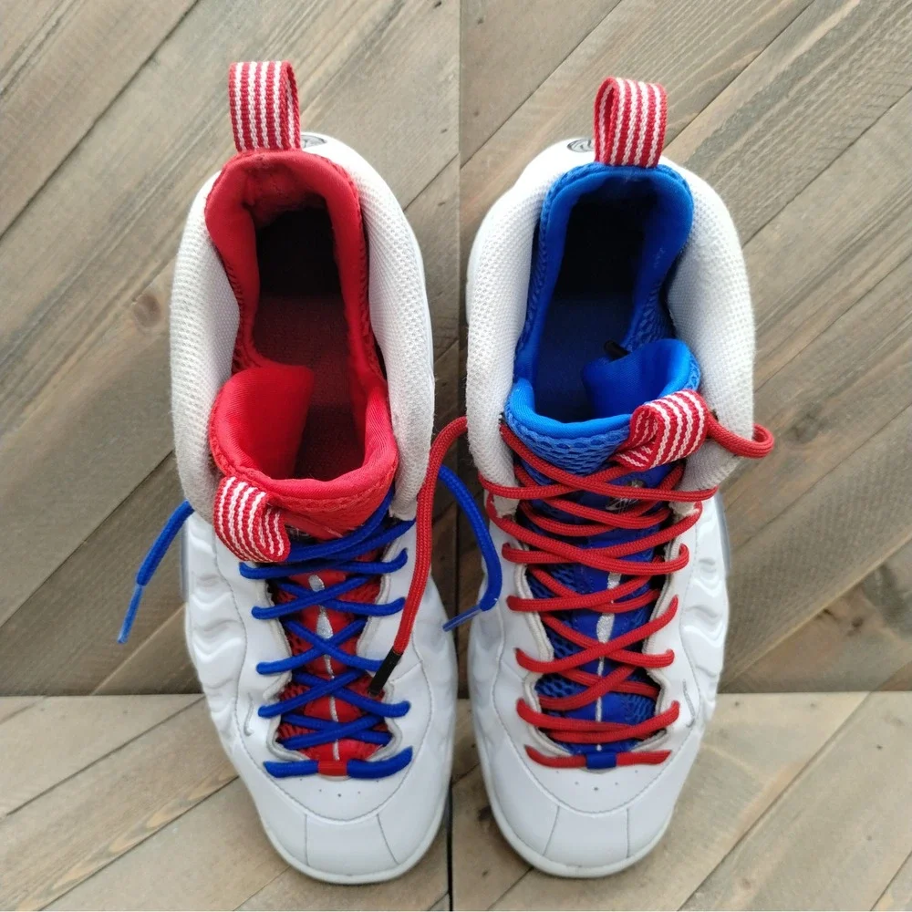 Nike Air Foamposite One Basketball‎ Shoes White Red Blue Sneakers